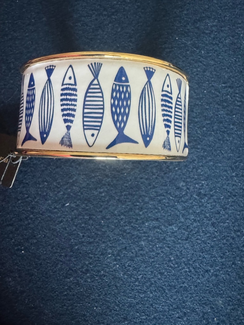 Gold-Trim Fish Pattern Bracelet in Blue&White- get in on the trend 🔥cute comfy